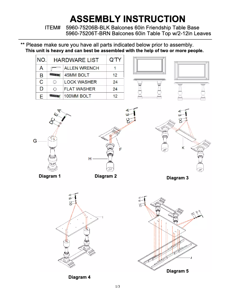First page image of the manual for 5960-75206T-BRN