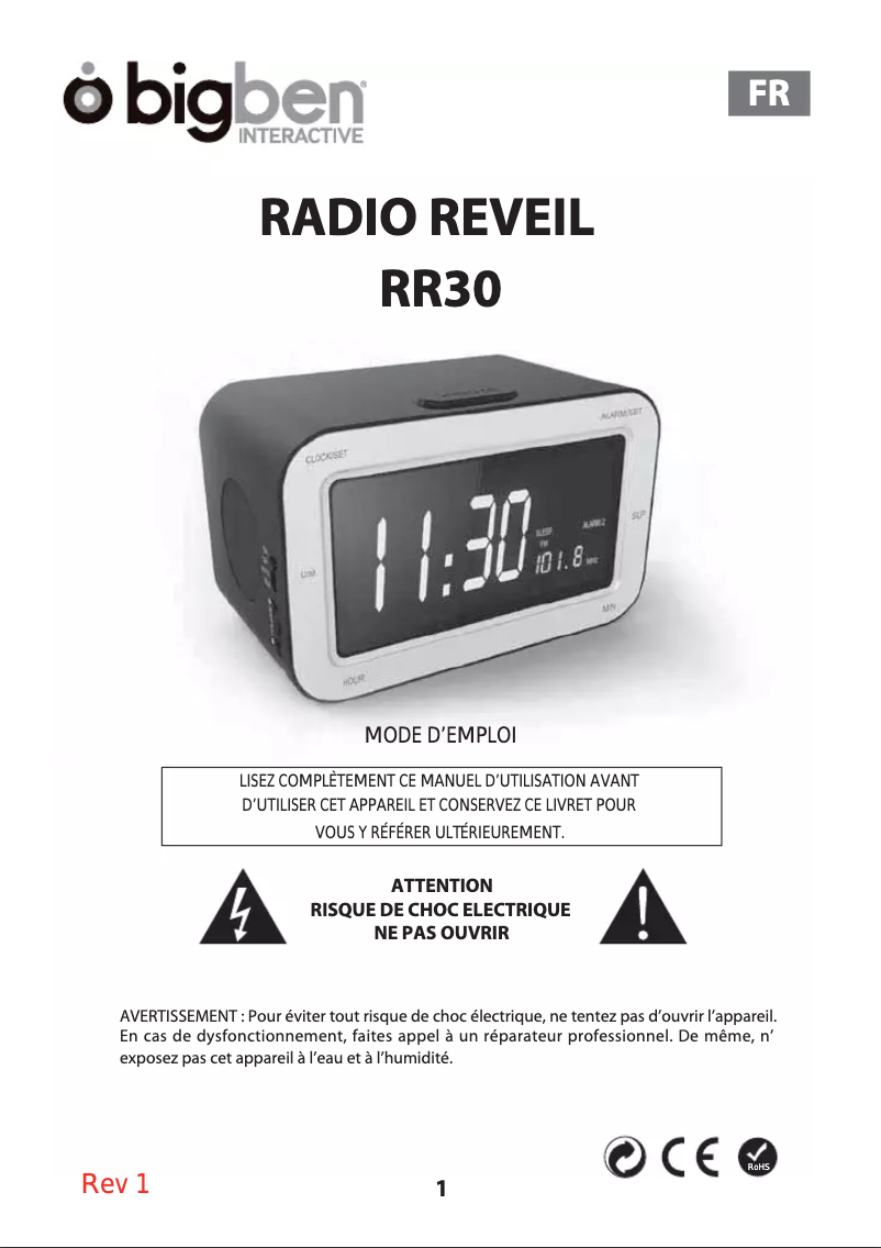 Image de la première page du manuel de l'appareil RR30PFAIRY2