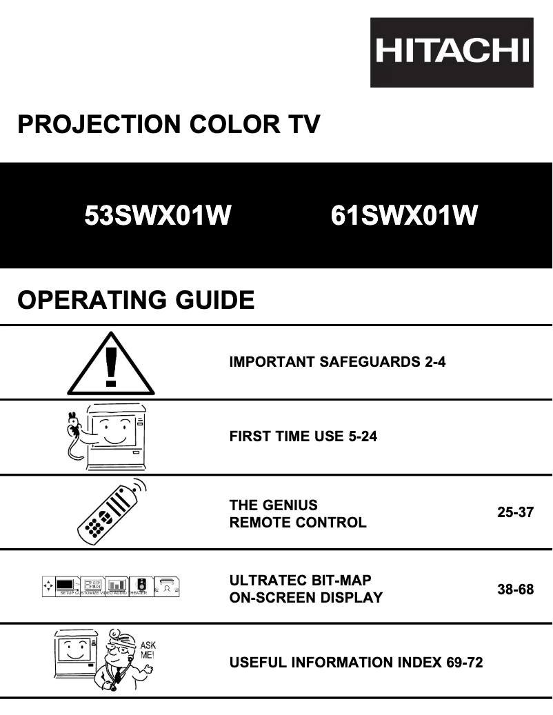 Page 1 of the manual User Manual Hitachi 53SWX01W