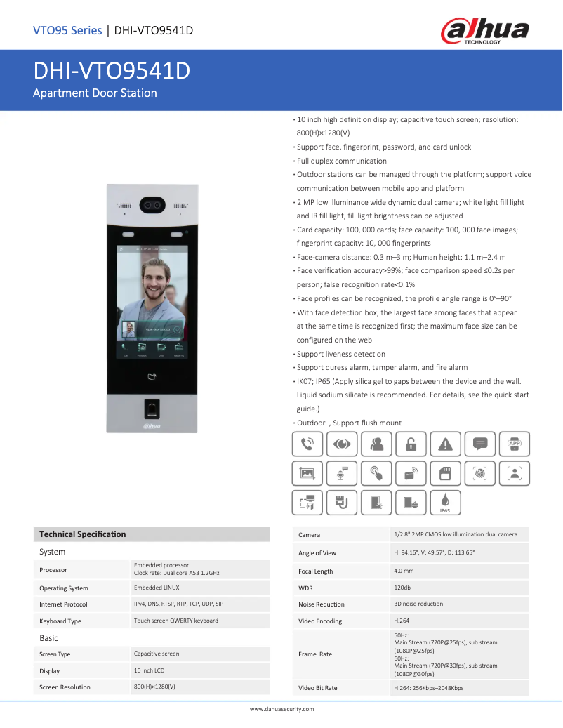 First page image of the manual for VTO9541D-S2