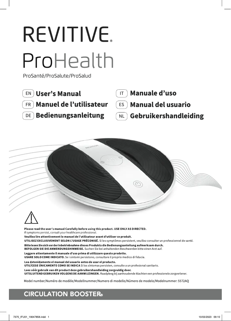 First page image of the manual for Pro Health 5572AQ