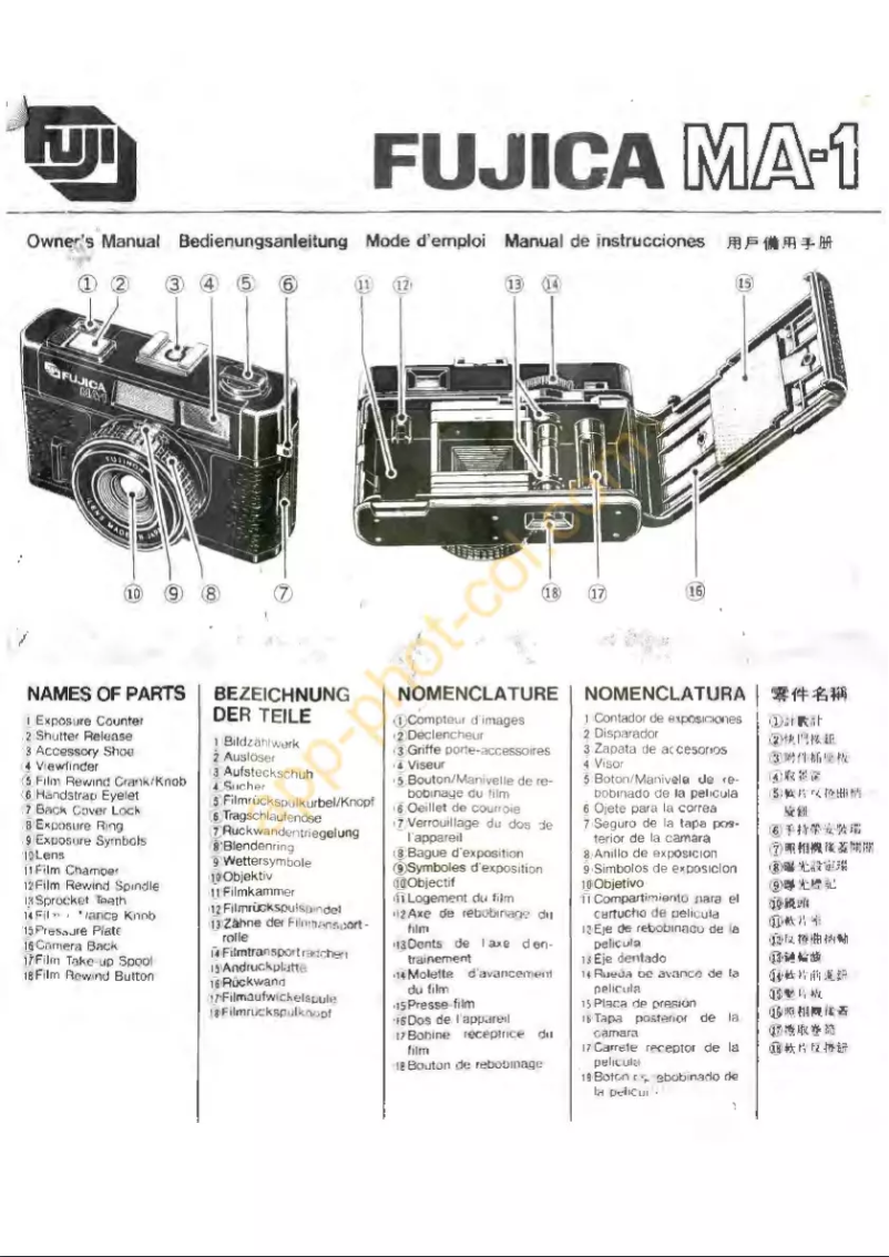 First page image of the manual for MA-1