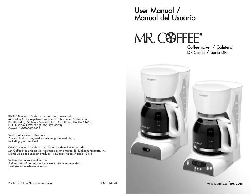 Page 1 of the manual User Manual Mr. Coffee DRTX84