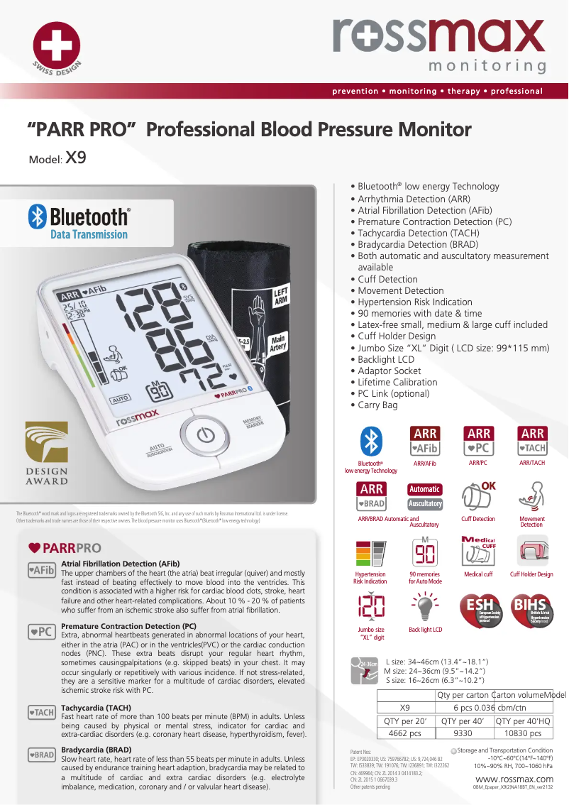 Page 1 of the manual Brochure Rossmax X9 BT