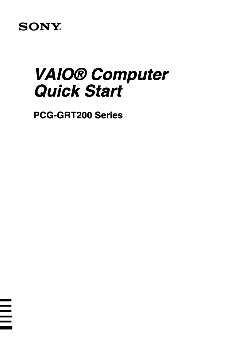 First page image of the manual for Vaio PCG-GRT270G