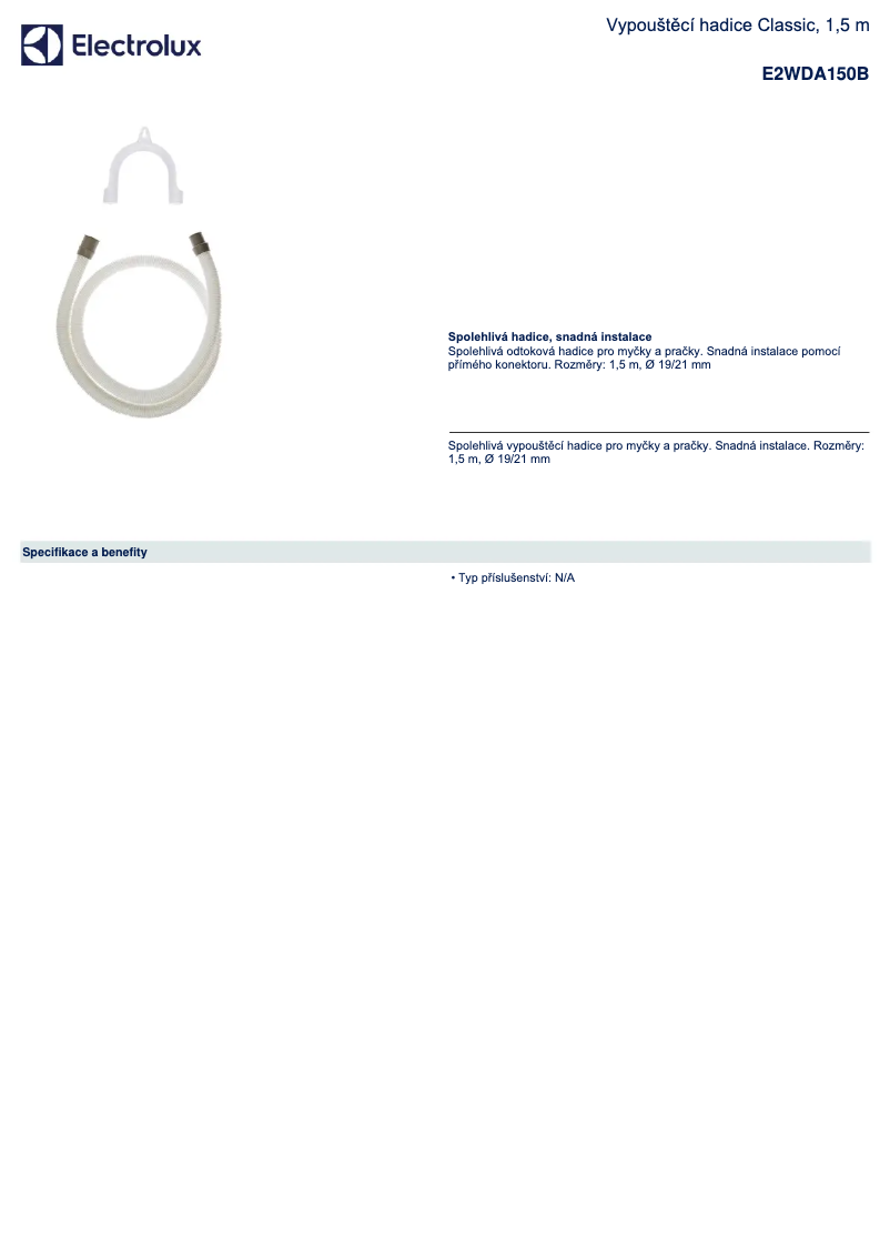 Page 1 of the manual User Manual Electrolux E2WDA150B