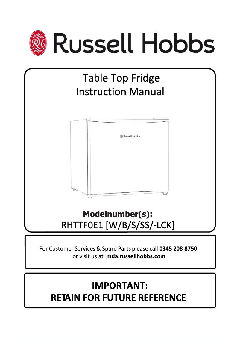 Page 1 of the manual User Manual Russell Hobbs RHTTF0E1W