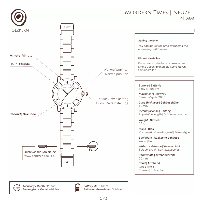 Page 1 of the manual User Manual Holzkern Charles