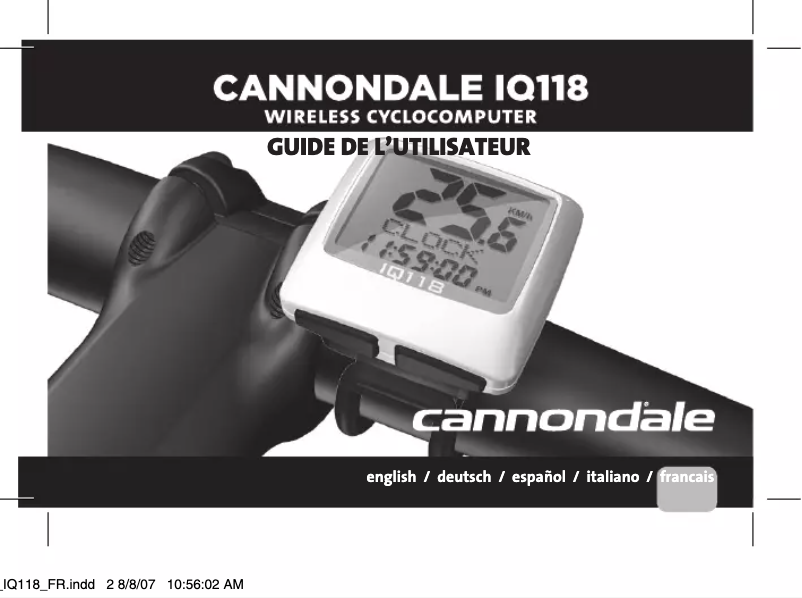 Page 1 of the manual User Manual Cannondale IQ118