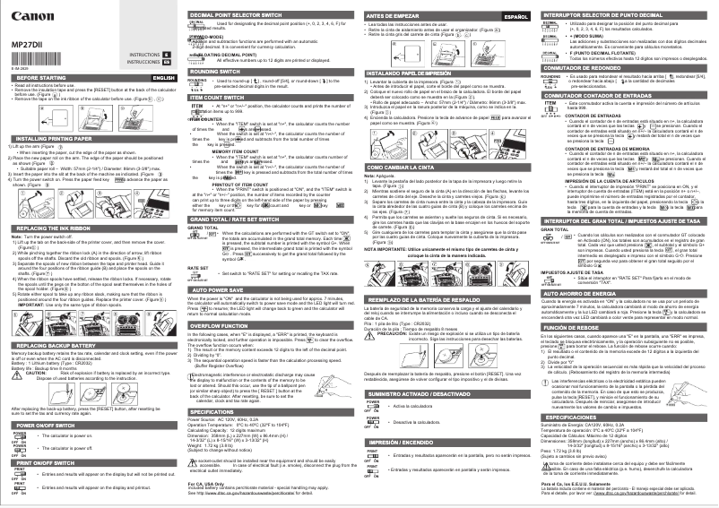Page 1 of the manual User Manual Canon MP27DII
