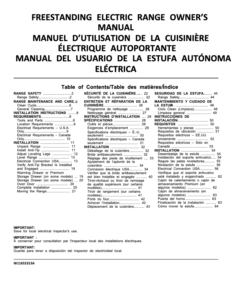 Page 1 of the manual Warranty Information Whirlpool WFE975H0HZ