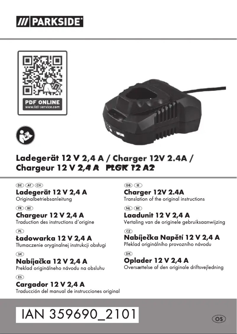 First page image of the manual for PLGK 12 A2