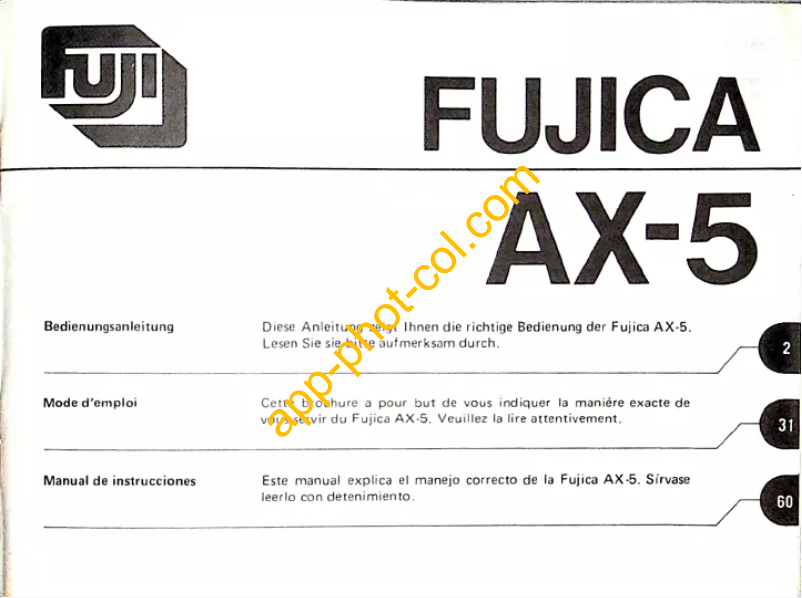 First page image of the manual for AX-5