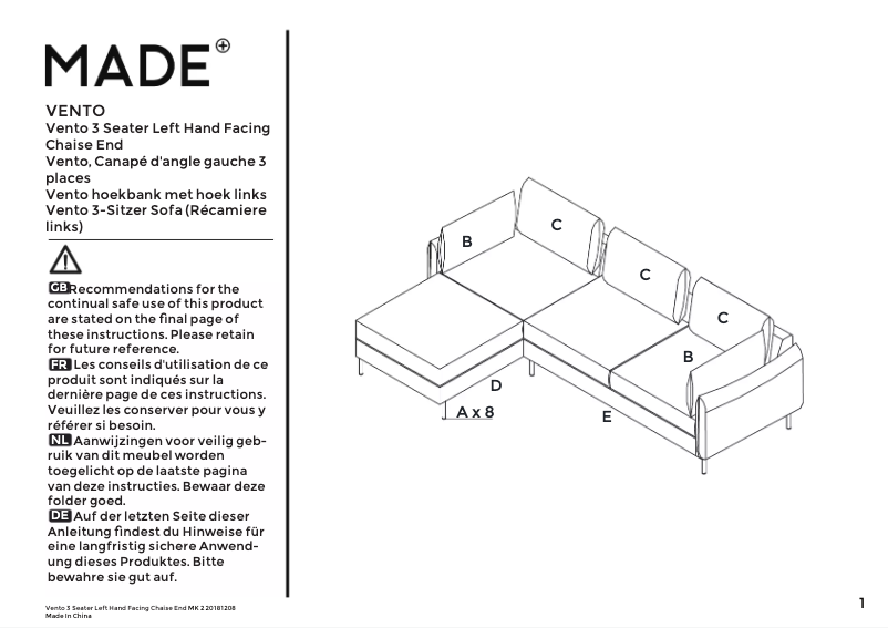 Page 1 of the manual User Manual MADE Vento