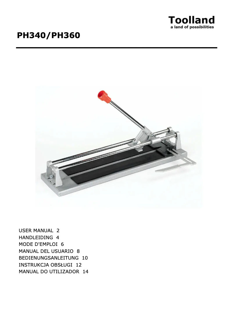 Page 1 of the manual User Manual Toolland PH360