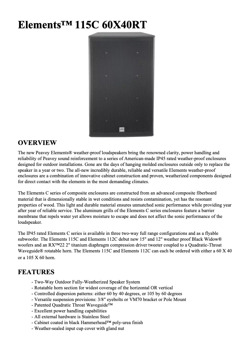 First page image of the manual for Elements 115C