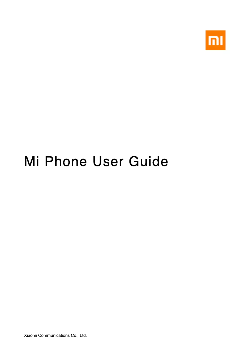 Page 1 of the manual User Manual Xiaomi Mi Note Pro