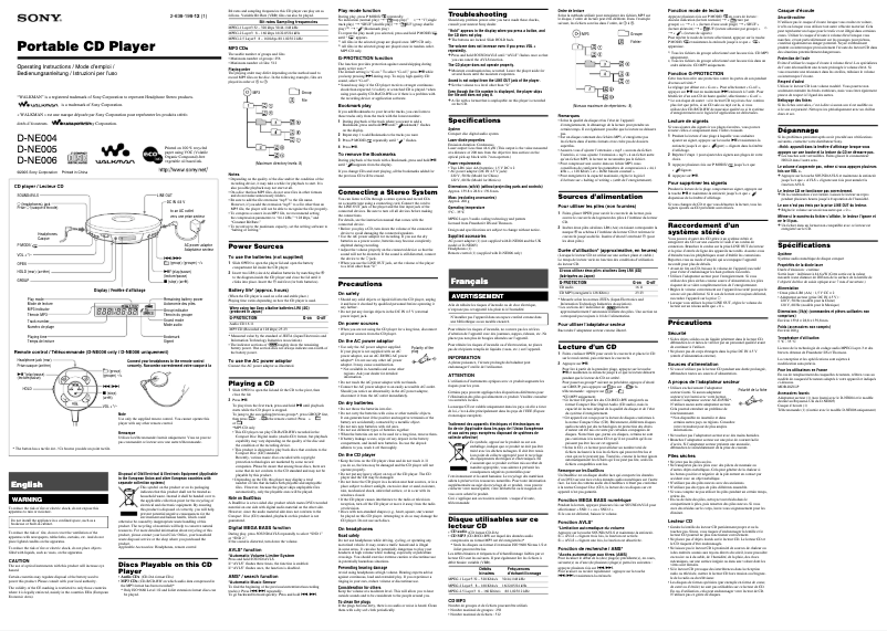Page 1 of the manual User Manual Sony D-NE006