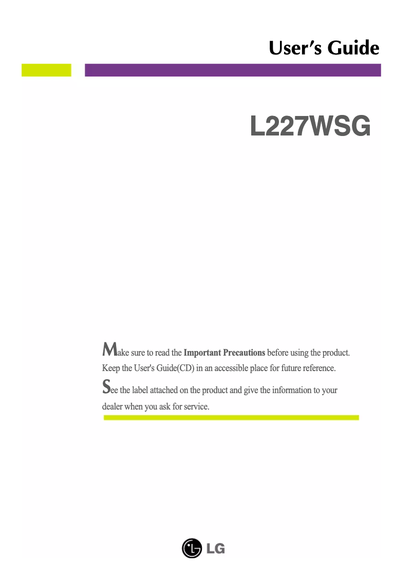 First page image of the manual for L227WSG