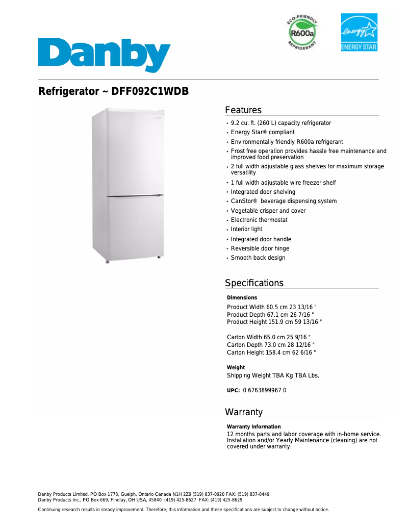 First page image of the manual for DFF092C1WDB