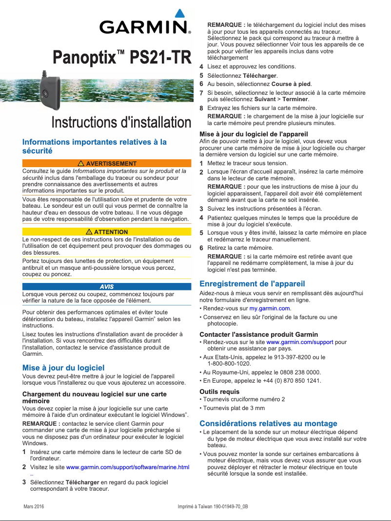 First page image of the manual for Panoptix PS21-TR