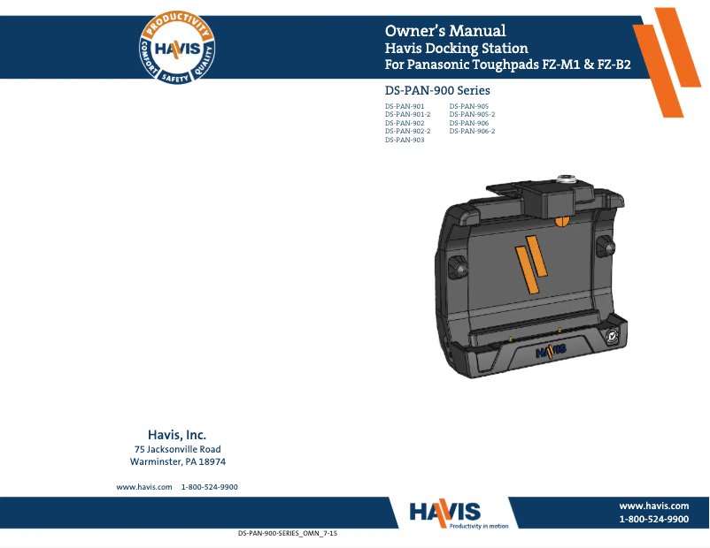 Page 1 of the manual User Manual Havis DS-PAN-903