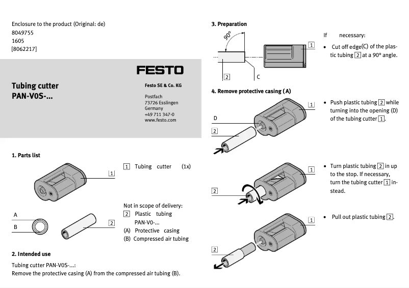 First page image of the manual for PAN-V0S-10