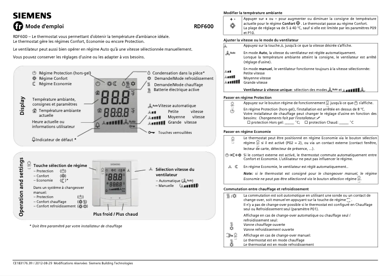 Page 1 of the manual User Manual Siemens RDF600