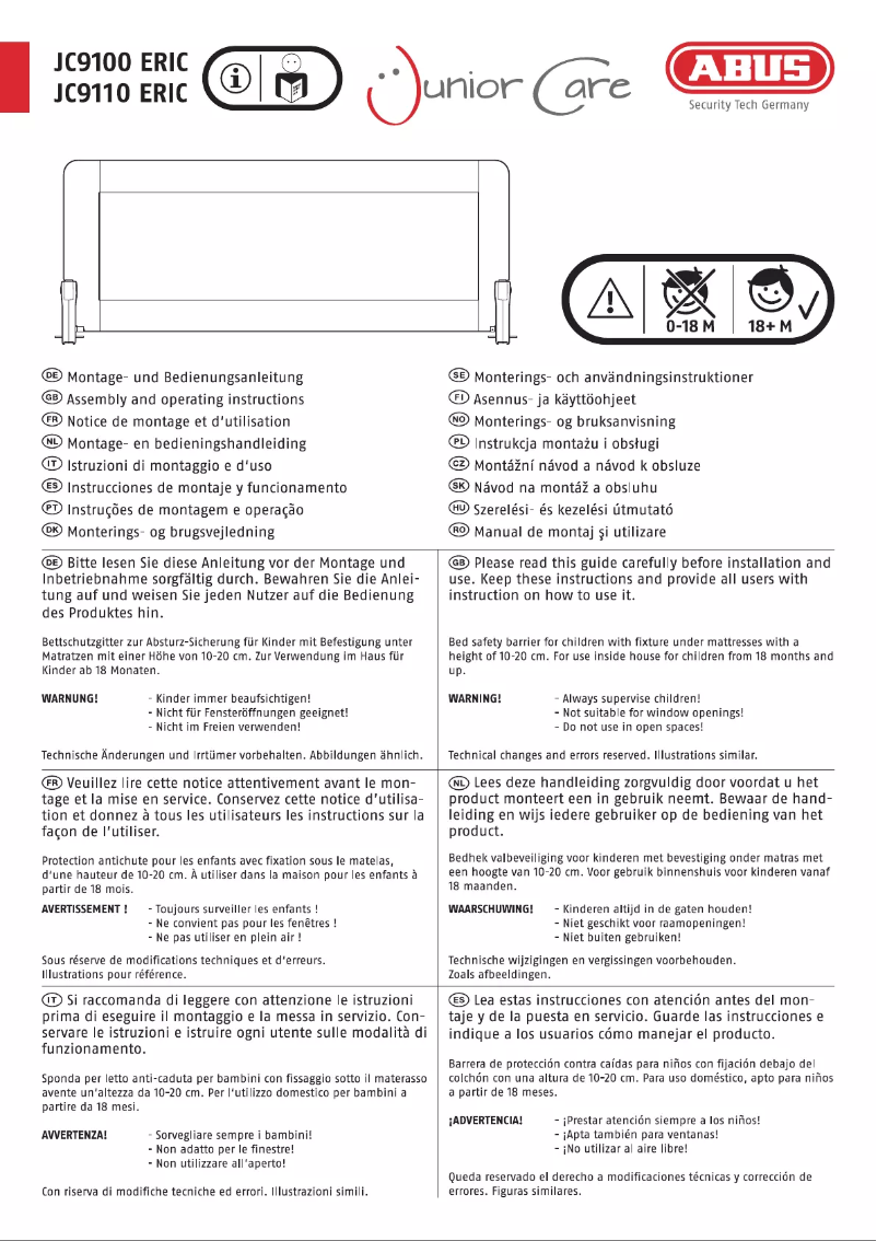 First page image of the manual for JC9100 ERIC