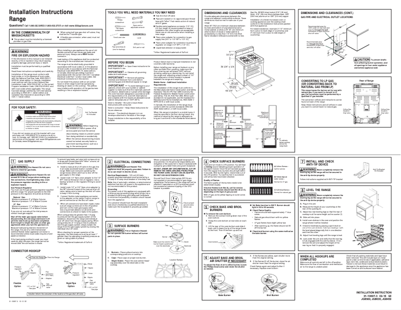 Page 1 of the manual Installation Guide GE JGB620REFSS