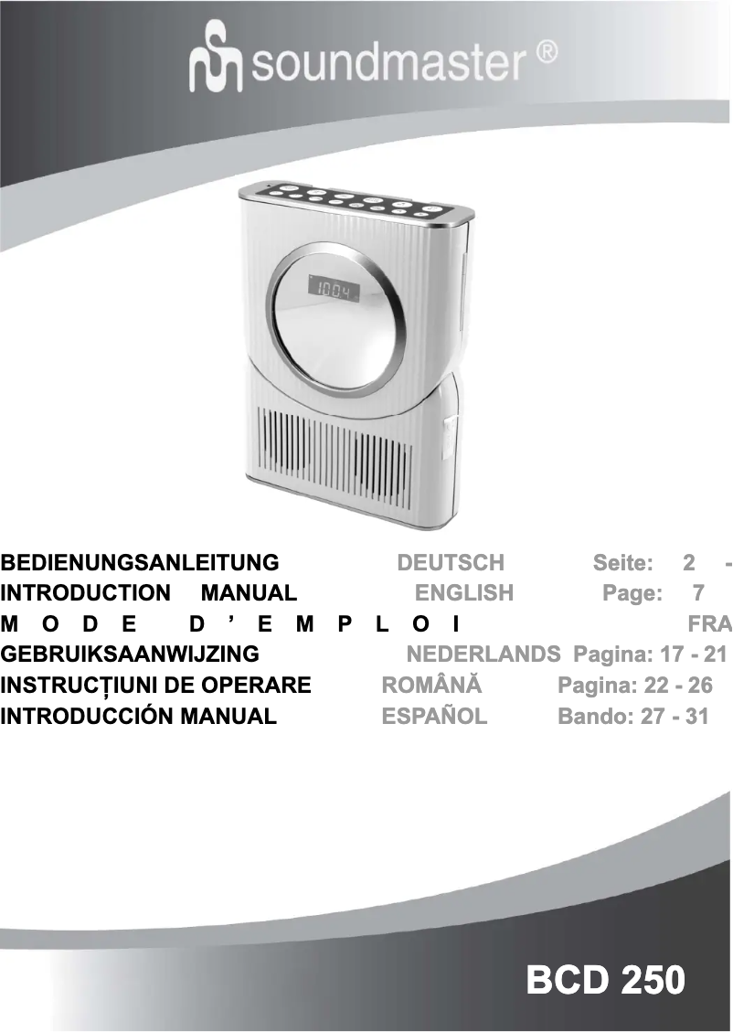 First page image of the manual for BCD 250