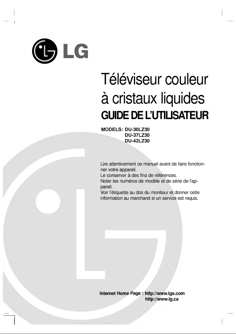 First page image of the manual for DU-42LZ30