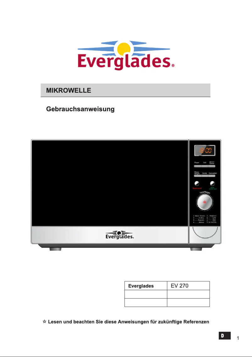 Page 1 of the manual User Manual Everglades EV 270