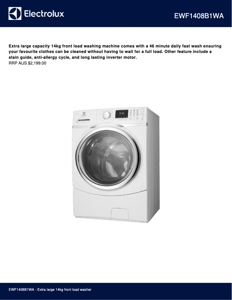 First page image of the manual for EWF1408B1WA