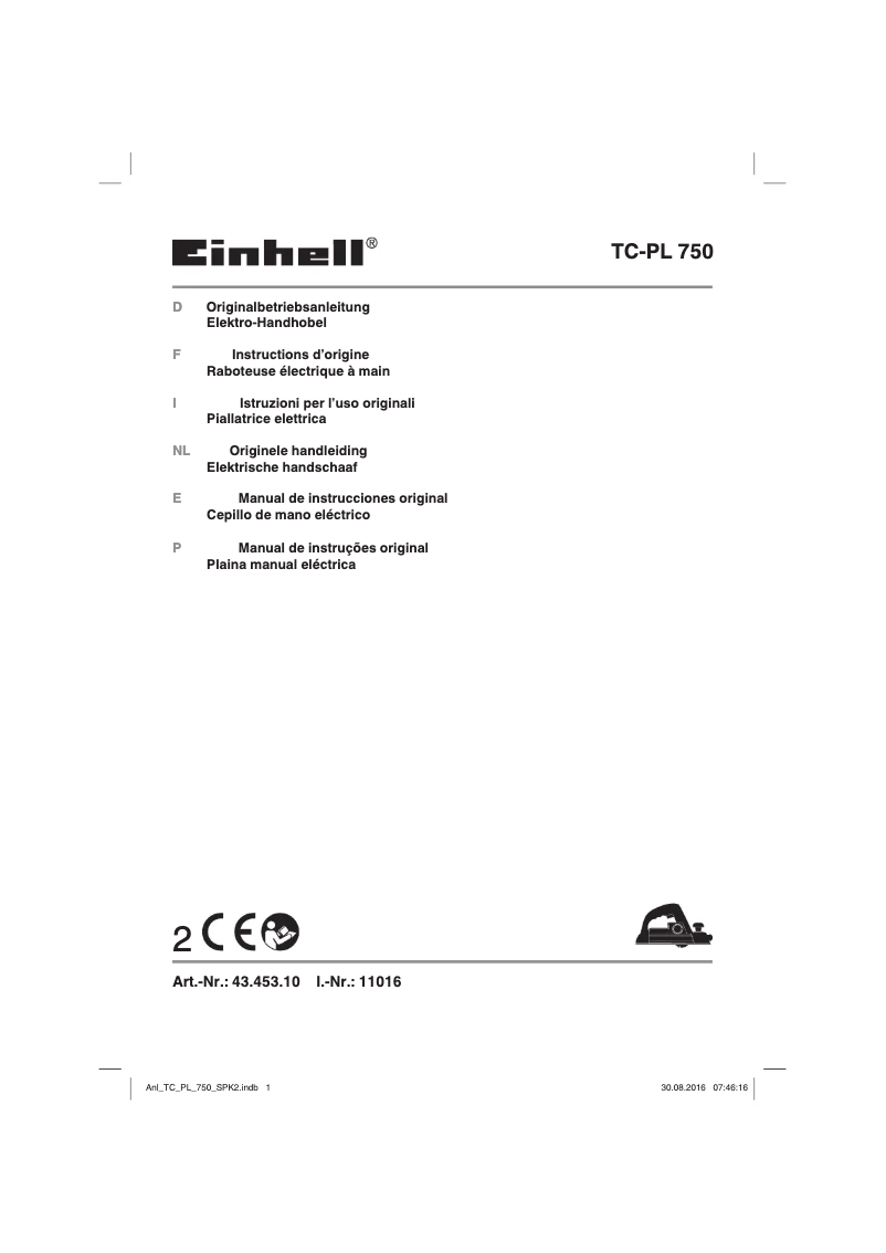 First page image of the manual for TC-PL 750
