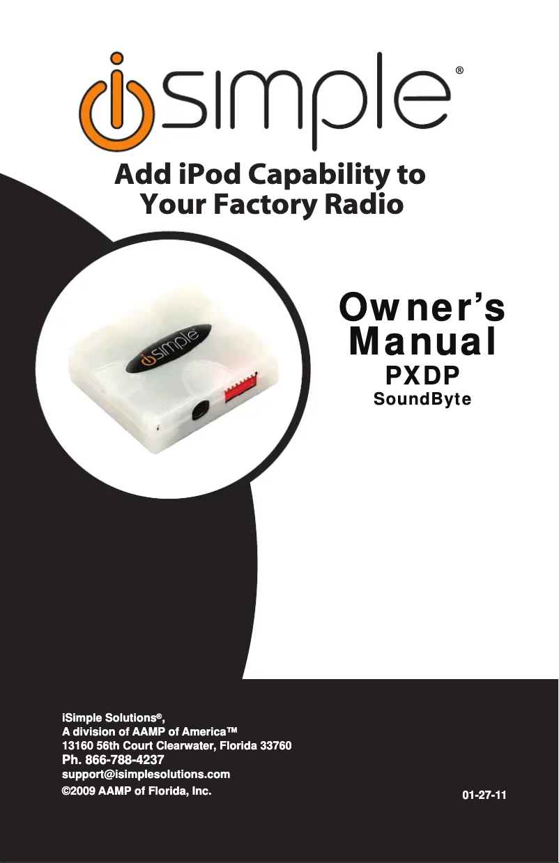 Page 1 of the manual User Manual iSimple PXDP