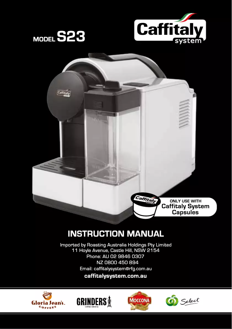 Page 1 of the manual User Manual Caffitaly S23