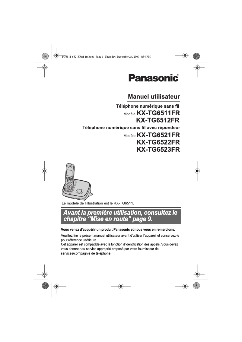 Page 1 of the manual User Manual Panasonic KX-TG6522FR