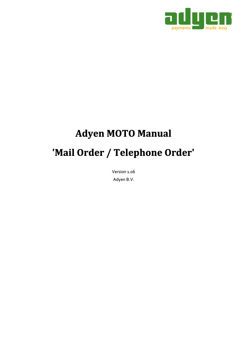 First page image of the manual for MOTO v1.06