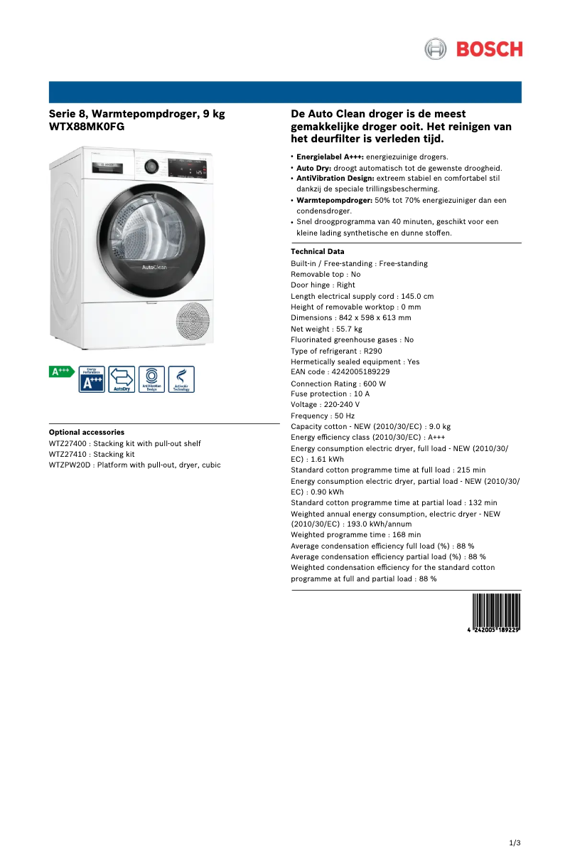 First page image of the manual for WTX88MK0FG