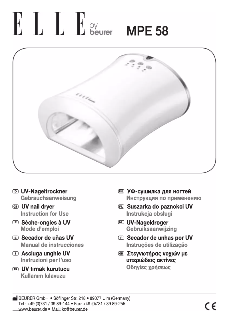 Page 1 of the manual User Manual Beurer MPE 50