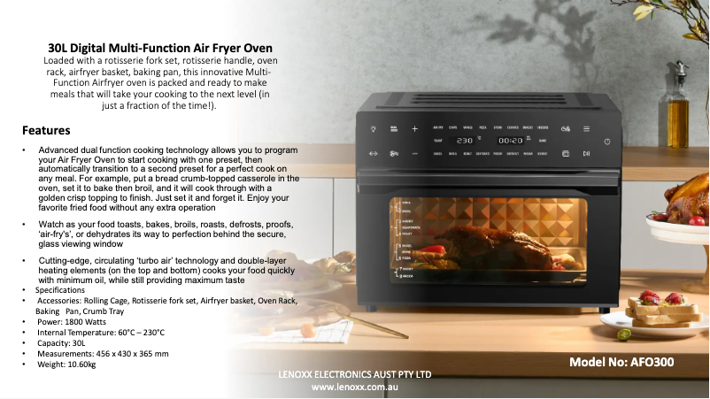 Page 1 of the manual Technical Sheet Healthy Choice AFO300