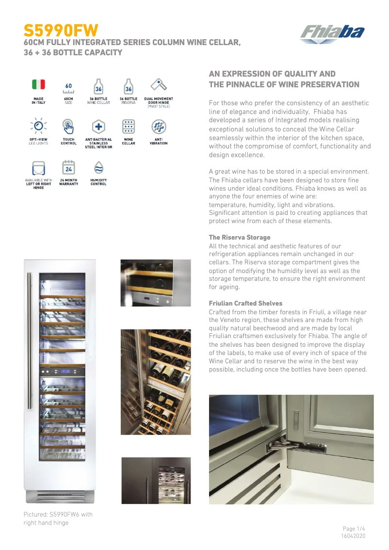 Page 1 of the manual Technical Sheet Fhiaba S5990FW6