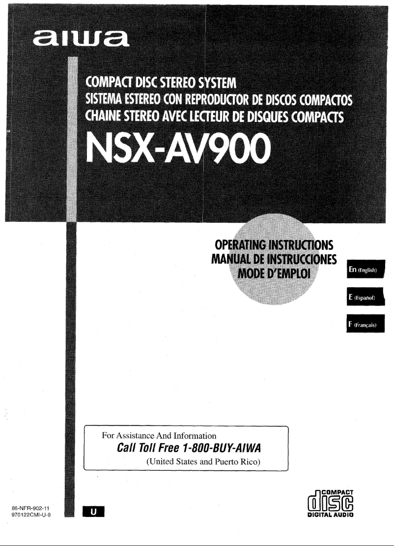 Page 1 of the manual User Manual Aiwa NSX-AV900