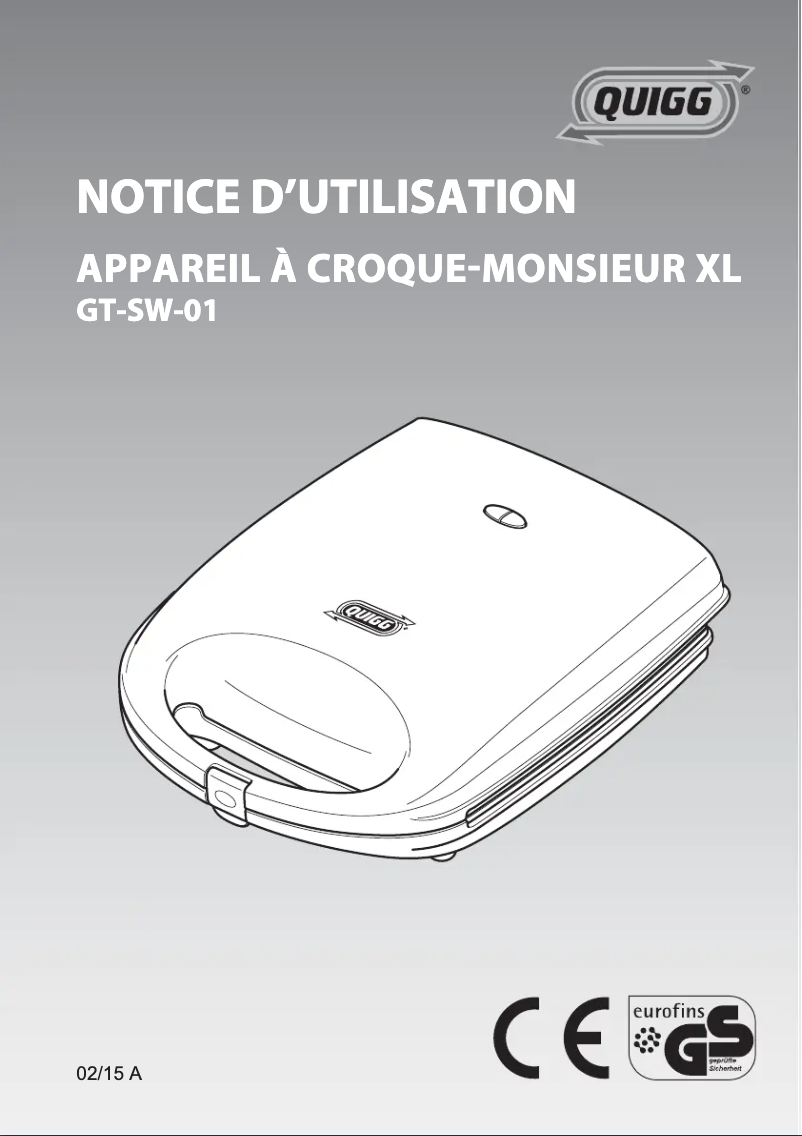 Page 1 of the manual User Manual Quigg GT-SW-01