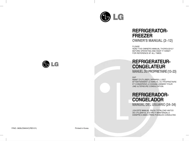 First page image of the manual for GR-S592QLC