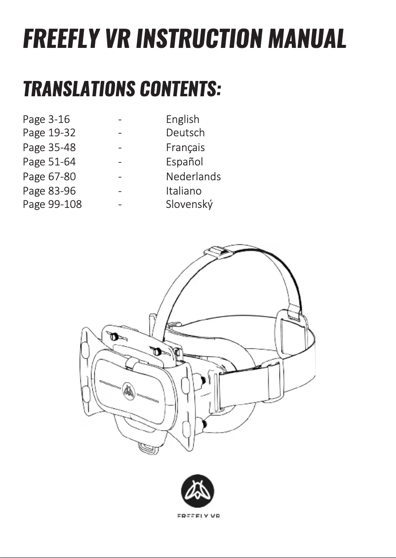 Page 1 of the manual User Manual Freefly VR Cuffie