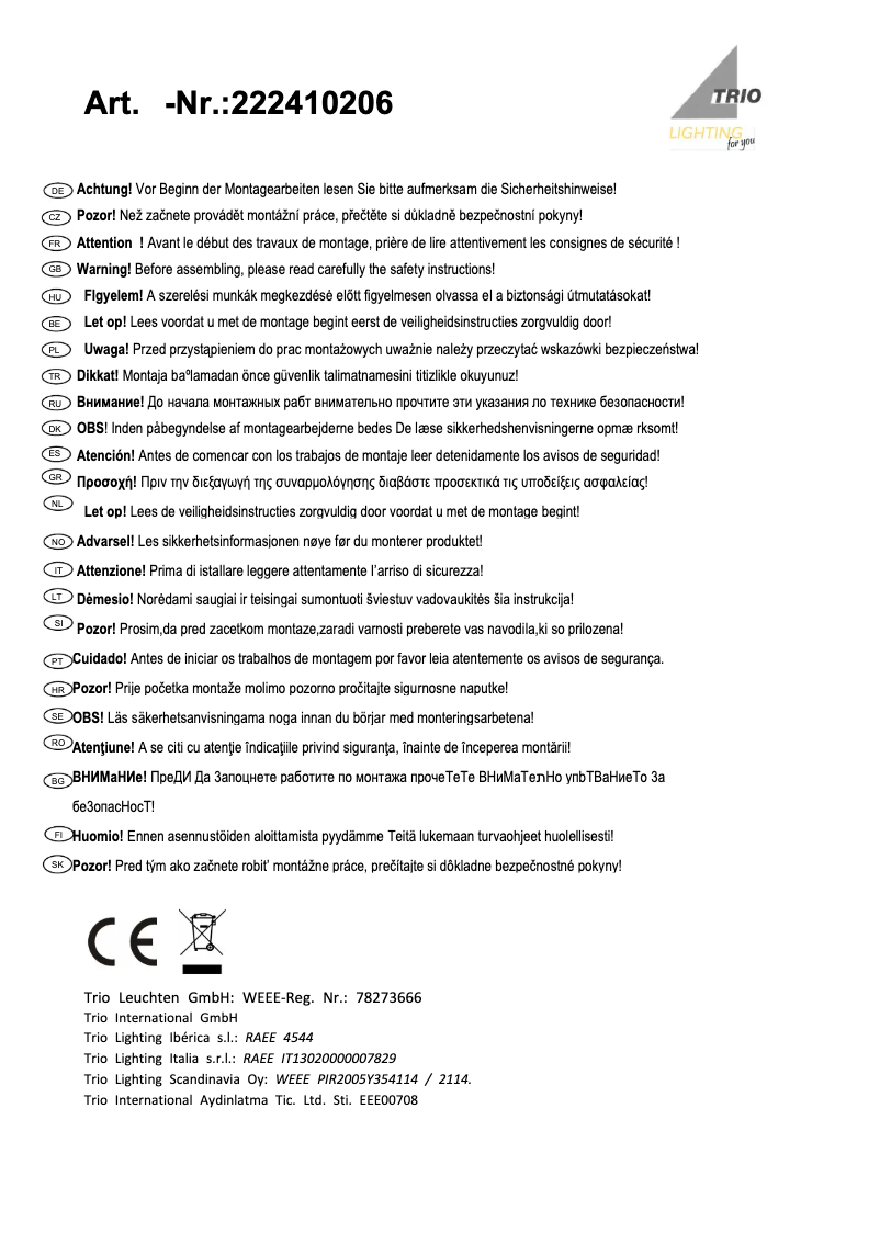 First page image of the manual for Escalate 222410206