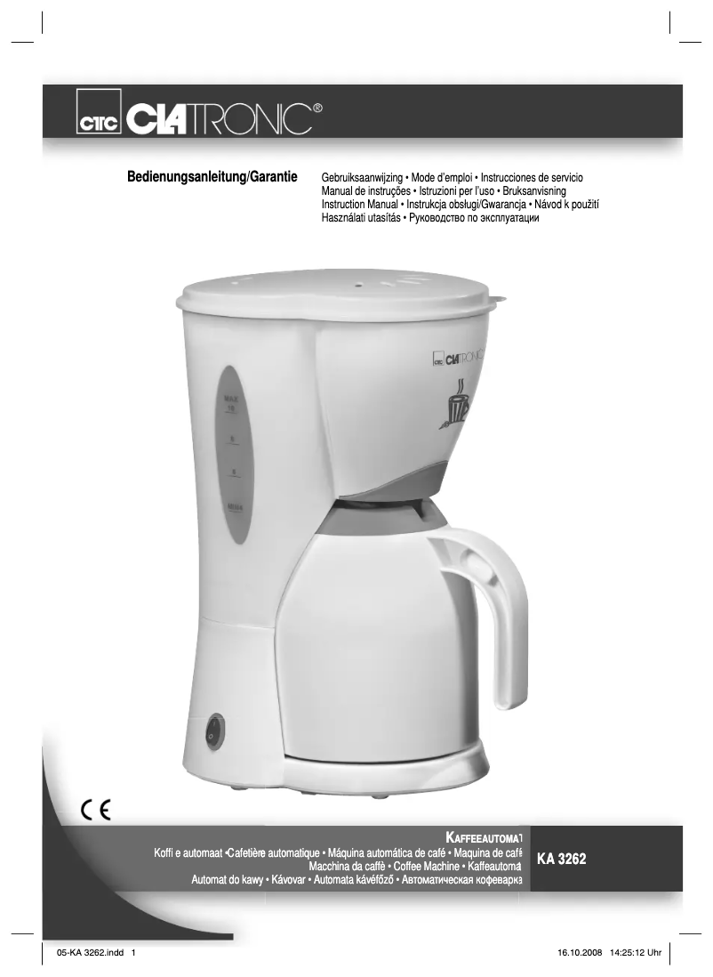 Page 1 of the manual User Manual Clatronic KA 3262