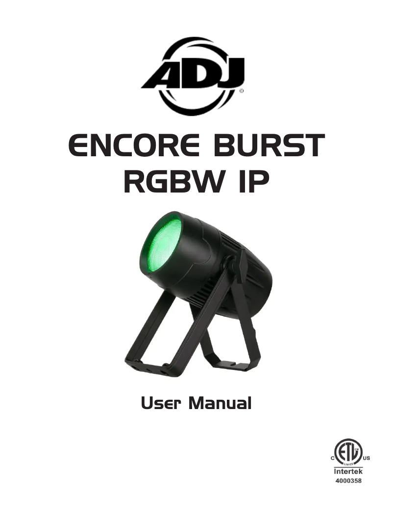 First page image of the manual for Encore Burst RGBW IP